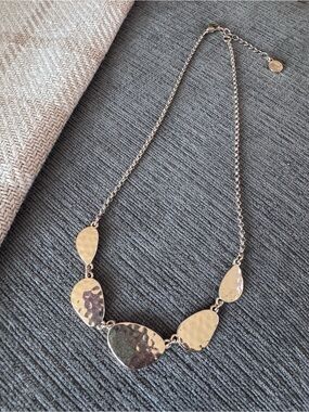 Liz Claiborne - Gold Hammered Teardrop Statement Necklace